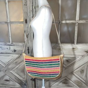 Koret Vintage Rainbow Straw Satchel Bag